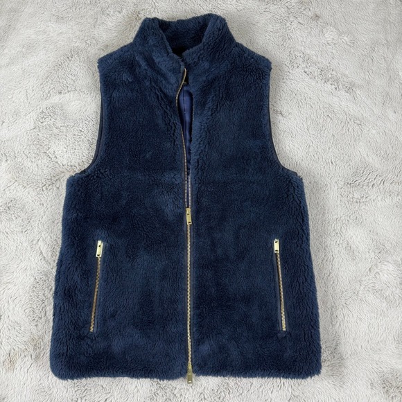 J. Crew Fleece Vest Full Zip Pockets Cozy Warm Layering XS‎ MSRP $138 - Picture 1 of 9
